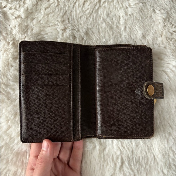 Louis Vuitton - Damier Eben Checkered French Kisslock Compact Wallet - Picture 8 of 16